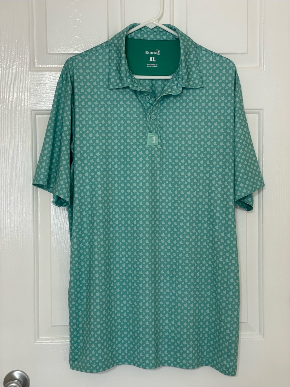 Bogey Bros Birdie Finger Golf Polo Shirt Teal Green All Over Print Men's XL
